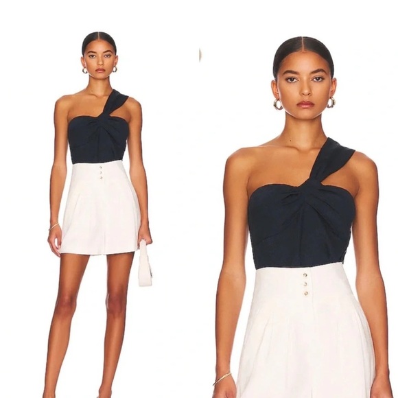NWT Veronica Beard Belinda One Shoulder Jacquard Top Color Ink Women's Size 8 - Picture 1 of 12